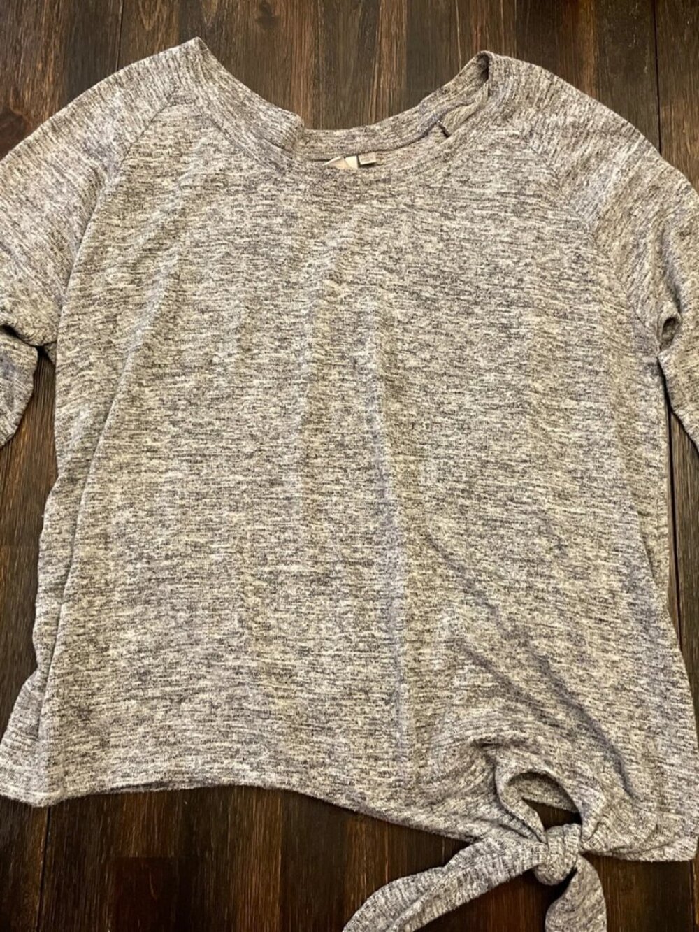 Allison Joy Women’s Sweater Size Medium Tie Hem Elastic Back Marled Gray